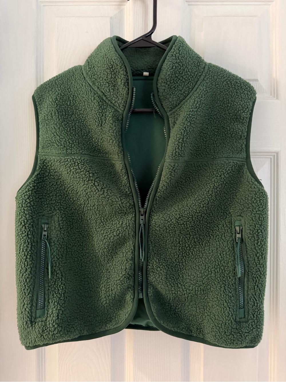 Amazon Women's Olive Green Sherpa Zip Vest